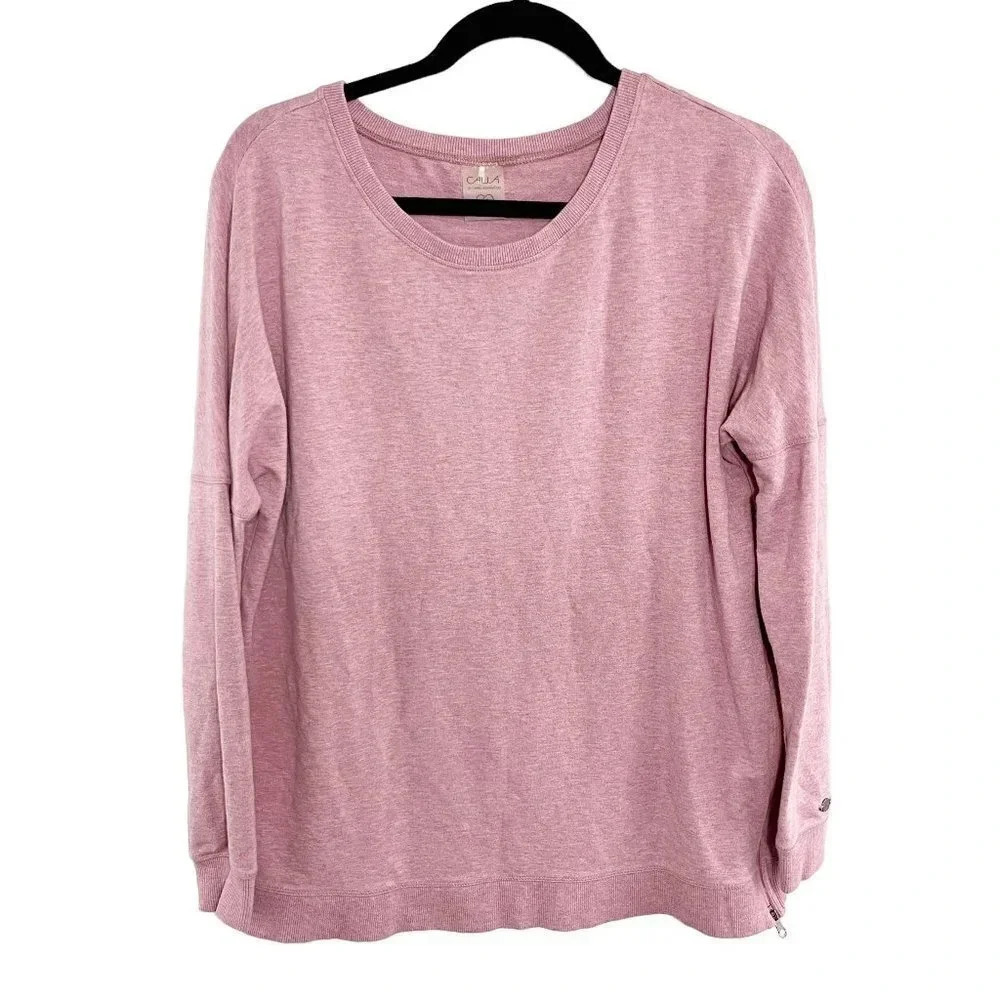 Calia by Carrie Underwood Pink Effortless Side Zip Pullover Sweatshirt Medium